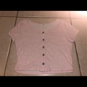 Cute Pastel Pink Crop With White Daisy’s. {For Teen Girls}